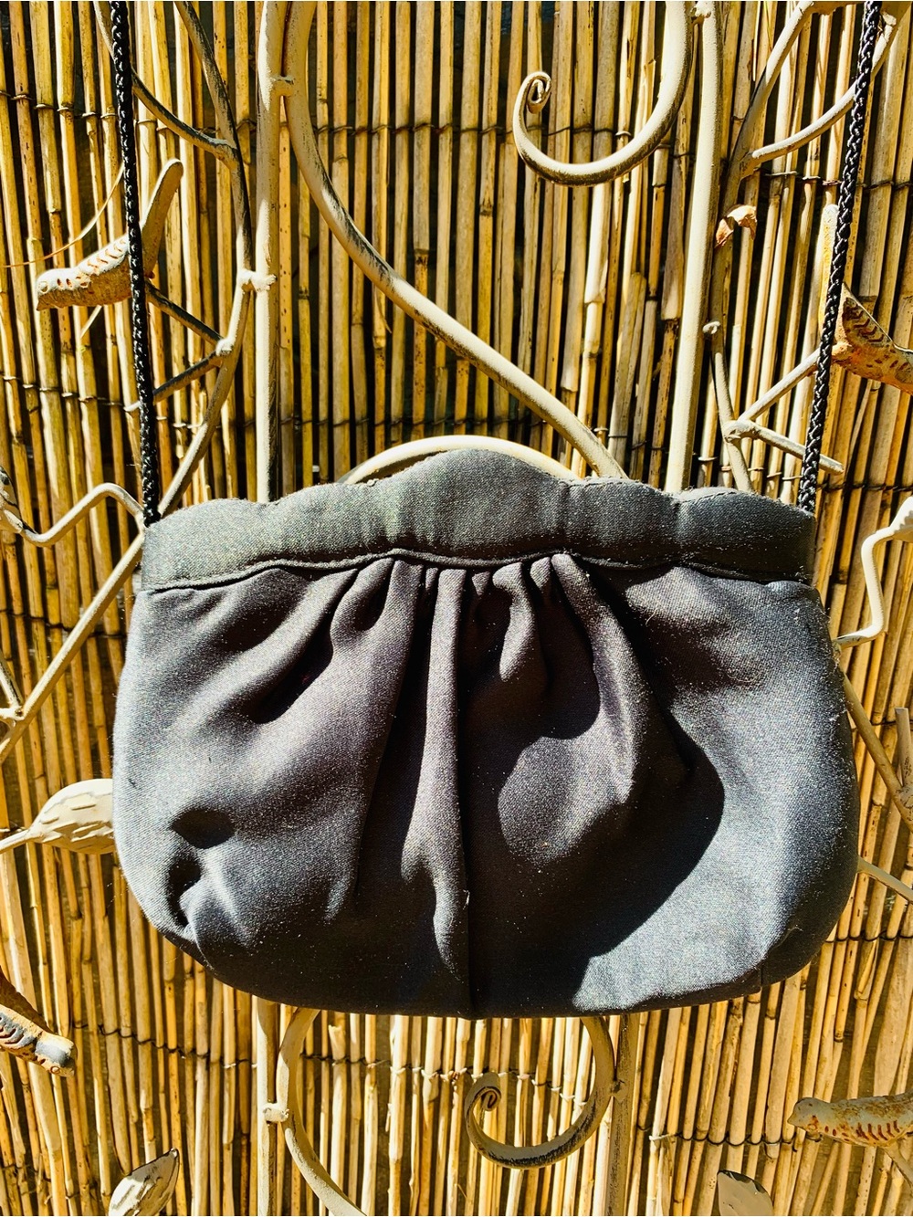Black Women's Gathered Fabric Shoulder Bag